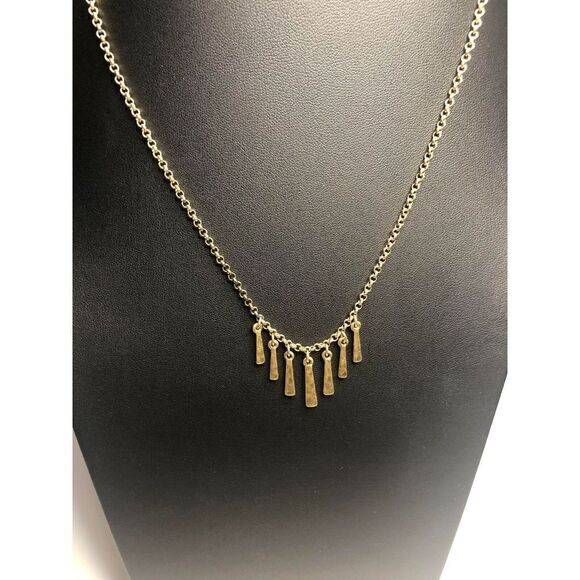 344 Lucky brand dangle drop goldtone  boho pendant necklace 17"-19" - Picture 1 of 3